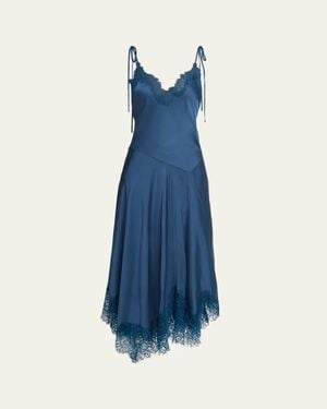 A.L.C. Aleena Satin Lace Maxi Dress - Blue