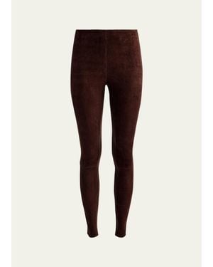 Alice + Olivia Lennox Mid-Rise Suede Leggings - Purple