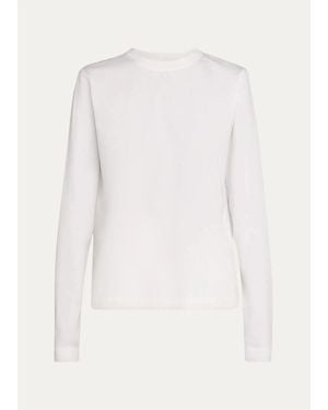 Brunello Cucinelli Long-Sleeve Monili Crewneck Cotton T-Shirt - White