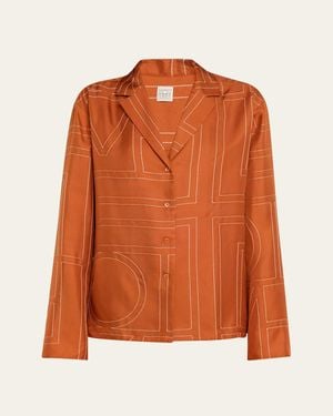 TOTEME Monogram Silk Pajama Top - Orange