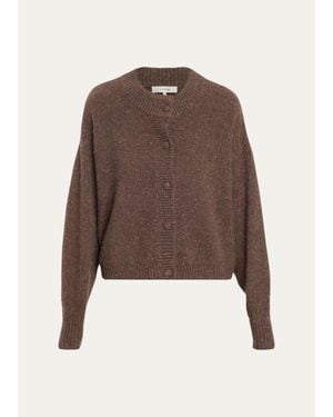FRAME Flecked Wool-Cashmere Cardigan - Brown