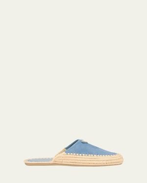 Prada Triangle Logo Suede Espadrille Mules - Multicolor