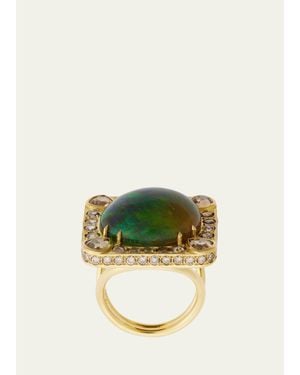 Ileana Makri Celestial Sun Ring With Champagne Diamonds And Opal - Yellow