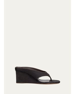 Alaïa 75Mm Cube Calf Hair Thong Sandals - White
