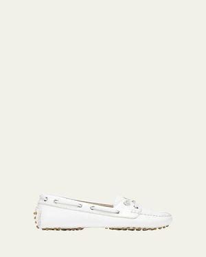 Veronica Beard Jia Leather Driver Boat Loafers - Natural