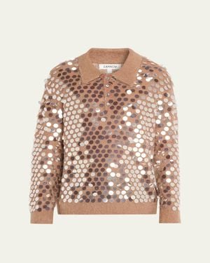 Zankov Sequined Mohair-Blend Polo Sweater - Pink