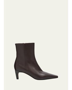 Brunello Cucinelli 55Mm Monili Heel Leather Ankle Booties - White