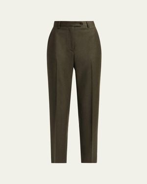 Kiton Shimmer Wool-Blend Straight Pants - Green