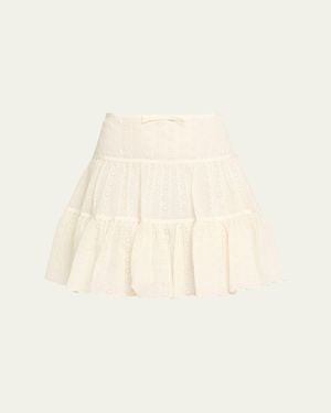 Valentino Garavani Tiered Eyelet Mini Skirt - Natural