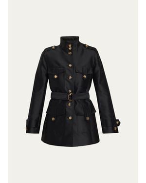 Zimmermann Valiant Utility Wool-Silk Belted Coat - Black
