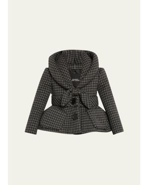 Marc Jacobs Check Wool Padded Crop Hooded Jacket - Black