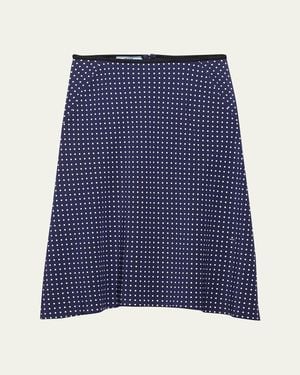 Prada Satin Polka Dot Midi Skirt - Blue