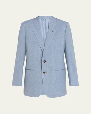 Loro Piana Guia Single-Breasted Wool-Silk-Linen Jacket - Blue