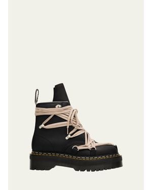 Rick Owens X Dr. Martens 1460 Quad Sole Mega Lace Leather Ankle Boots - Black