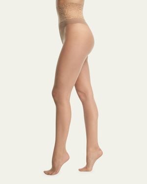Commando Sexy Sheer Lace-Waist Tights - Natural