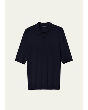 Iris Von Arnim Cashmere And Silk Knit Polo Shirt - Blue