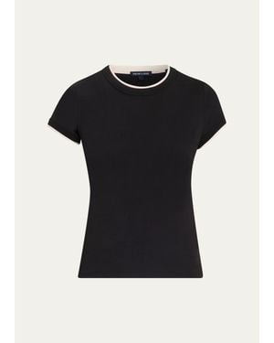 Veronica Beard Devin Stretch-Cotton T-Shirt - Black