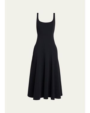 Vince Seamed Square-Neck Knit Midi Dress - Blue