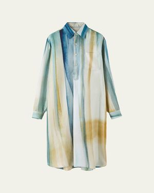 Loro Piana Kailee Abstract-Print Silk Twill Shirtdress - Blue