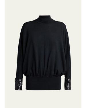 Valentino Garavani Turtleneck Sequined Balloon Sweater - Blue