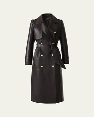 Mackage Gael-Nv Croc-Embossed Leather Trench Coat - Black