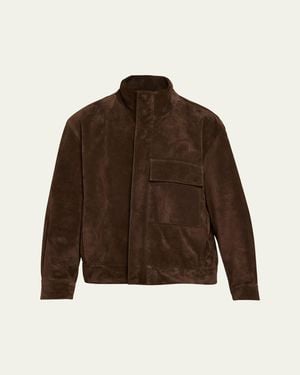 Nili Lotan Dominic Calfskin Suede Jacket - Brown