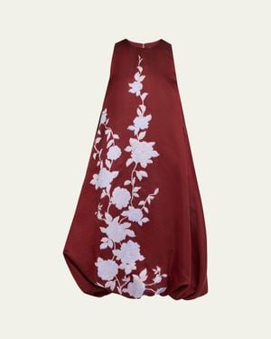 Lela Rose Rose Fil Coupe Sleeveless Midi Bubble Dress - Red
