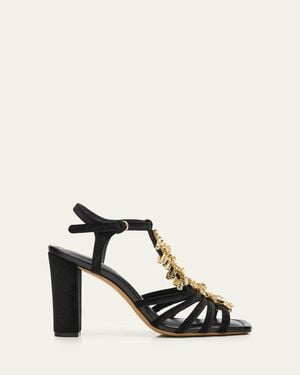 Ulla Johnson 100Mm Bianca Crystal T-Strap Velvet Sandals - Natural