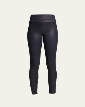 SPRWMN High-Waist Leather Ankle Leggings - Blue