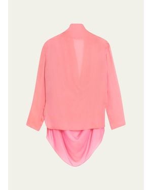 Giorgio Armani Iridescent Chiffon Cowl Backless Tunic - Pink