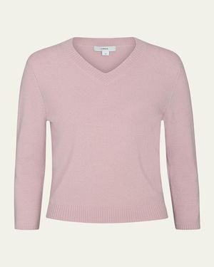Vince Cashmere-Wool V-Neck Sweater - Pink