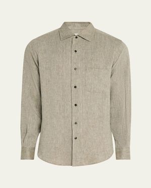 Loro Piana Andre Summer Linen Casual Button-Down Shirt - Natural
