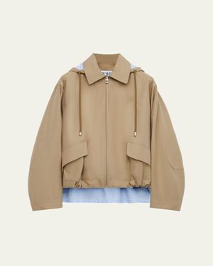 Loewe Striped Lining Slit-Back Hooded Jacket - Natural