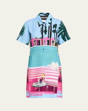 Libertine Poolside Preppy Short-Sleeve Mini Polo Dress - Multicolor