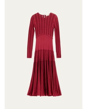 Ulla Johnson Maribel Pointelle Knit Midi Dress - Red