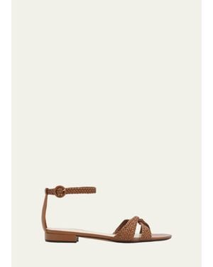 Alexandre Birman Sabrina Braided Leather Flat Sandals - Natural
