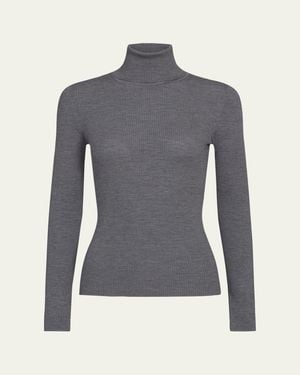 Twp Rib-Knit Wool Turtleneck Sweater - Blue