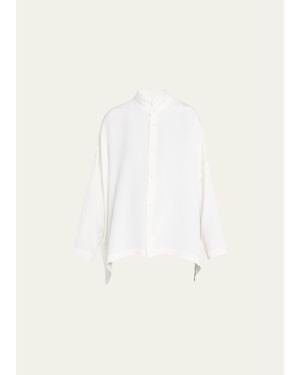 Eskandar Wide Longer Back Double Stand Collar Shirt (Mid Plus) - Natural