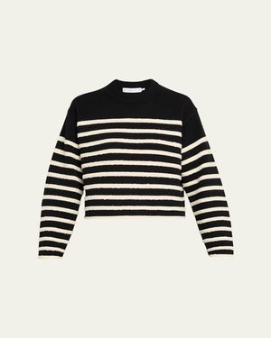 Proenza Schouler Nia Stripe Bobble Bouclé Sweater - Black