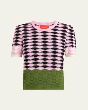 La DoubleJ Sunset Colorblocked Knit Tee - Pink
