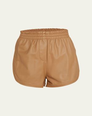 Zeynep Arcay Leather Jogger Shorts - Natural
