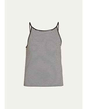 FRAME The Leather-Trim Tank Top - Multicolor