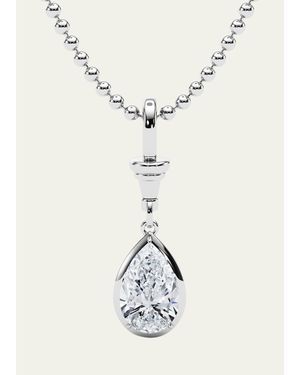 HauteCarat Pear-Shaped Lab Diamond Pendant Necklace - White