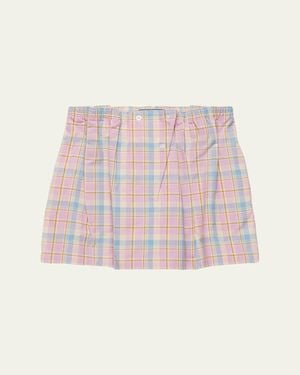 Prada Check Popeline Gathered Mini Skirt - Pink