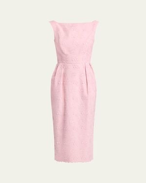 Erdem Floral Applique Pencil Midi Dress - Pink