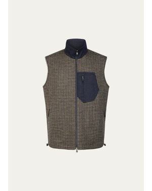 Sease Reversible Wool Full-Zip Vest - Blue