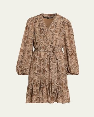 Kobi Halperin Samara Snakeskin-Print Viscose Dress - Brown
