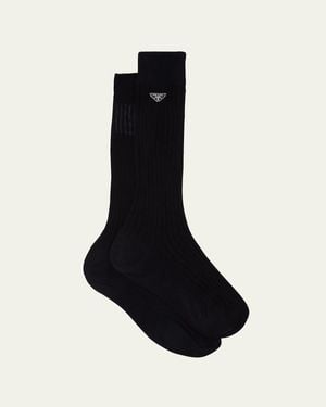 Prada Superfine Ribbed Socks - Black