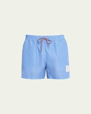 Thom Browne Nylon Pinstripe Swim Trunks - Blue