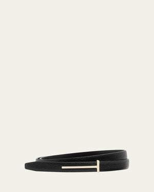 Tom Ford Slim T Leather Belt - White